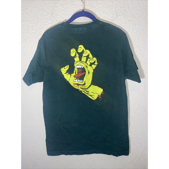 Santa Cruz SCREAMING HAND Skateboard Shirt FOREST GREEN NEON Hand Logo Men Tee - Picture 1 of 5